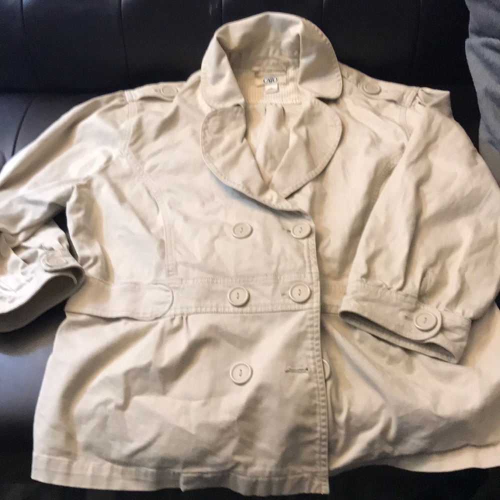 XL stone color double breasted jacket 3/4 sleeve